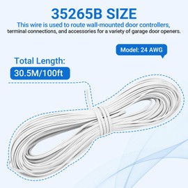35265B Garage Door Sensor Wire Replacement for Liftmaster Genie Chamberlain Craftsman 2 Conductor Bell Wire for Door Opener, 24/2 AWG 100ft Garage Door Cable