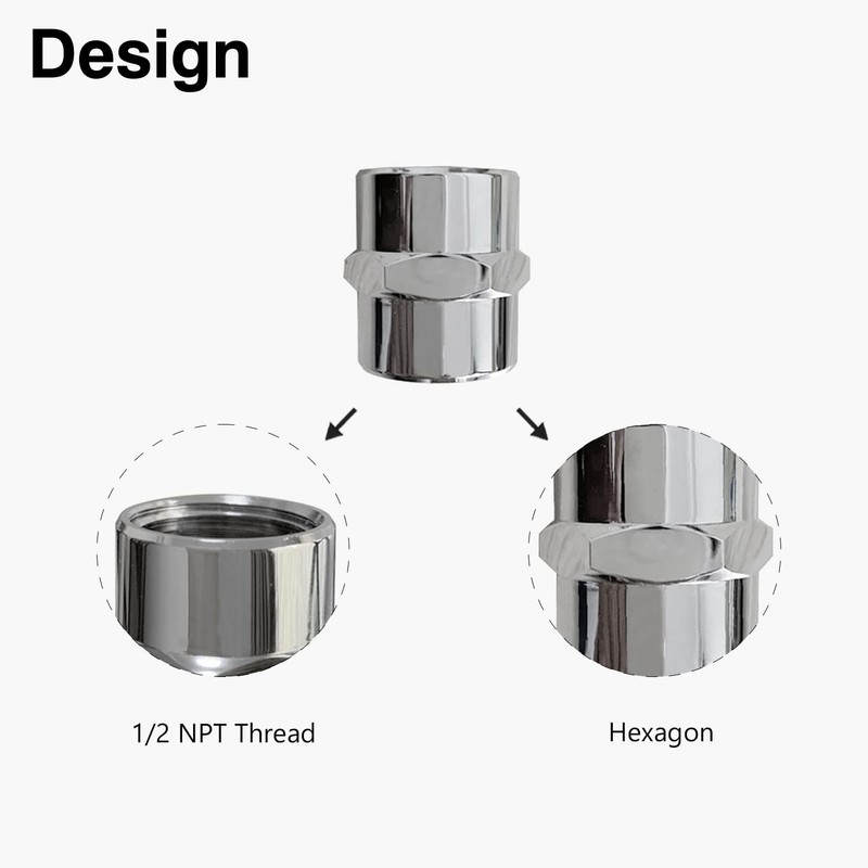 Naiture Brass 1/2 NPT Female Threaded Pipe Fitting Coupling, Chrome