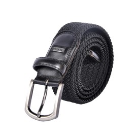 Miuno® Unisex Elastic Stretch Belt with Leather Details, Men Women Fabric Belt Gift Box 2611 -