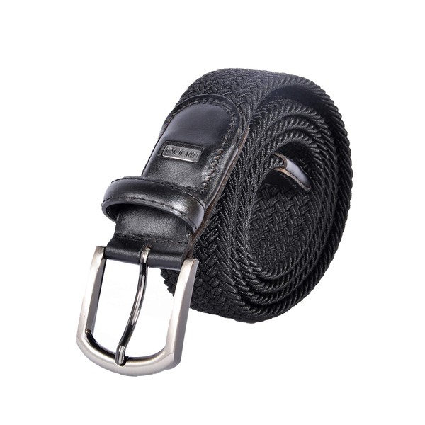 Miuno® Unisex Elastic Stretch Belt with Leather Details, Men Women