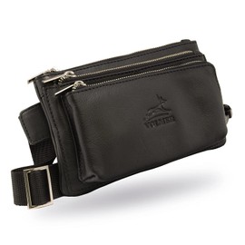Fa.Volmer ® Bum Bag / Belt Bag / Waist Bag in Real Leather for Men and Women | Black or Brown | Adjustable Strap up to 118 cm, black, Belt bag with spacious compartments
