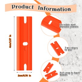 Honoson 300 Pieces Plastic Razor Blade Scraper Blades Plastic Scraper Tools Double Edge Razor Blades with a Tip Slot Edge Blades for Removing Decals, Stickers, Cleaning Window Glass (Orange)
