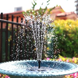 AMZtime Solar Fountain Pump for Bird Bath, Upgraded 2.5W Solar Fountain Pump with 6 Nozzles Solar Powered Water Fountain Solar Fountain Pump Kit for Garden, Pond, Pool, Aquarium, Outdoor