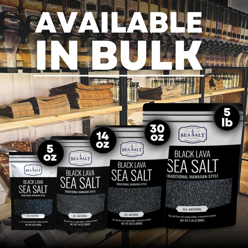 Hawaiian-Style Black Lava Sea Salt with Activated Charcoal, Black Hawaiian