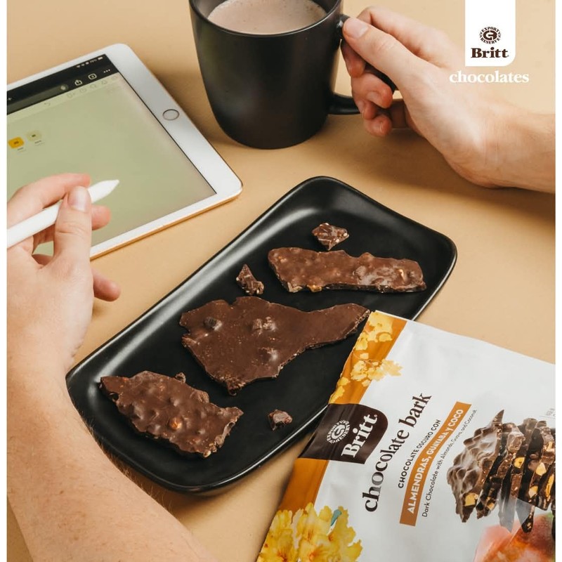 DARK CHOCOLATE BARKS WITH ALMONDS, GUAVA, AND COCONUT