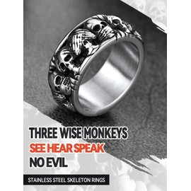Gothic Ring Stainless Steel Vintage Skull Rings for Men Silver Skeleton Cocktail Party Biker Ring Size 10