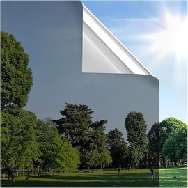 One Way Window Film, 1 Count Sun Blocking Window Tinting Film, Heat Control Mirror Tint, Universal Window Privacy Film for Car & Home Use - Color: Blue silver, Specification:  45cm/17.7in*300cm/118in