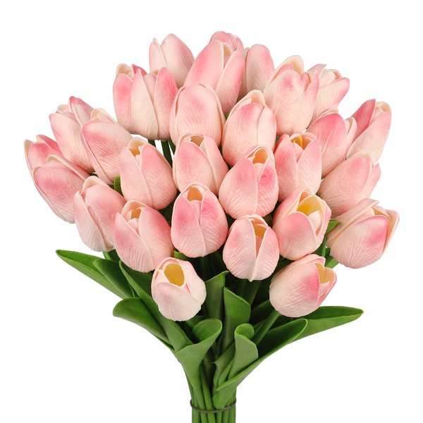 MACTING 30PCS Artificial Flower Tulips, Real Touch Fake Tulips, Faux