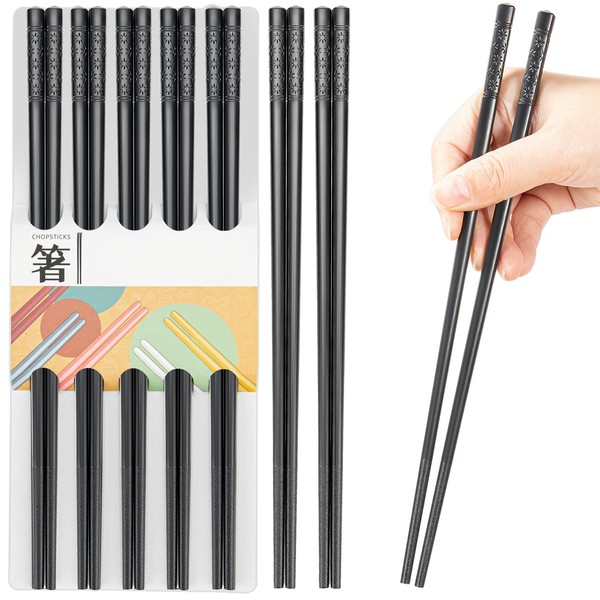 5 Pairs Reusable Chopsticks Dishwasher Safe,9.5 Inch Fiberglass Chopsticks Set,