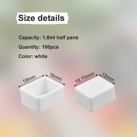 WANDIC Empty Watercolor Pans 100 Pcs White Half Bowls for DIY Watercolor Oils Watercolor Pans Replacement