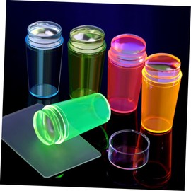 Vaguelly 5 Sets Fluorescent Nail Stamper Kit Manicure Stamping Templates for Stunning Nail Art Designs for Home and Salon Use for