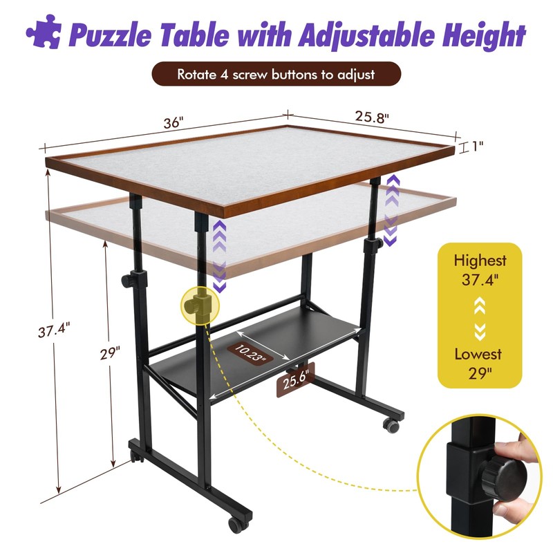 Sunix 1500 Pieces Jigsaw Puzzle Table with Legs, 36"x26" Adjustable