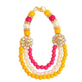 Set of 4 Mala for Laddu Gopal/Devi Maa/Radha Krishna/Indian Traditional Festival God Goddess Set Deities jewellary All God Idol Statue (Size:- 3")(Colour:-White, Pink and Yellow)