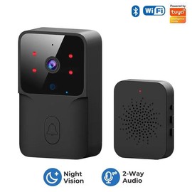 Smart Doorbell Wireless Remote Video Doorbell with Chime,IR Night Vision, 2-Way Audio,Home Intercom HD Wide Angle View Security Doorbell, M8-black wyze cameras - Color: black
