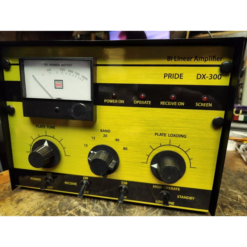 Pride Dx-300 Linear Amplifier Replacement Face Decal Brushed Yellow Gold.