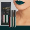 3Pcs Dark Green Army Green Cherry Red Matte Lipstick Lip