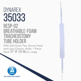 Dynarex Breathable Foam Trach Tube Holder - Adjustable Tracheostomy Tube Holder with Soft Outer Ties, Hook-and-Loop Closure - Tracheostomy Care Supplies - 1 Piece - Large, Box of 20