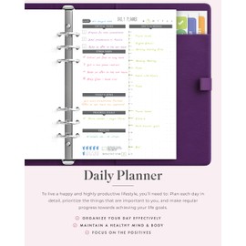 LUX PRO A5 - Daily Planner & appointment diary 2024 - Gratitude journal, wellness journal & Undated weekly planners and organisers - Desk journals for women & men - LUX Productivity (Purple Mulberry)