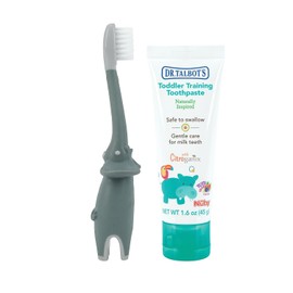 Dr. Talbot's Toddler Training Toothbrush and Naturally Inspired Kids Toothpaste with Citroganix - 1.6 oz - Fluoride-Free Toothpaste and Toddler Toothbrush - 6+ Months - Elephant