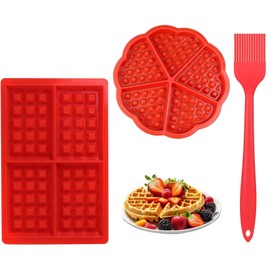 3-teilige Waffelform, Waffelform, Back-DIY-Werkzeuge, Kuchen- und Keks-Backdekorationswerkzeuge, Silikon-Muffinform mit Pinsel
