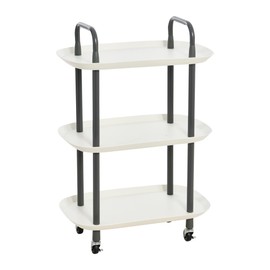 Main + Mesa Modern Plastic and Metal 3-Tier Trolley, White and Dark Grey