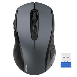 TECKNET Wireless Mouse for Laptop, 4800DPI USB Mouse with 6-Button, Optical Computer Silent Mouse Wireless, Home and Office Ergonomic Cordless Mouse for PC Desktop, USB Plug & Play-Grey