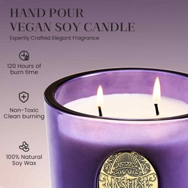 M&SENSE Large Two-Wick Soy Candle | Lavender Citrus & Purple | 19.8 oz, 120H Burn Time | Luxury Scented Candle for Relaxation, Gifting, Home Décor | Ideal for Bedroom, Office, Party Ambiance