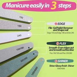 Teenitor 12pcs Nail Files and Buffers, Nail File Nail Buffer Block for Women, Emery Boards for Nails Nail Buffer and Shine Kit, Fingernail Files 100/1
