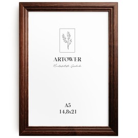 Artower® Vintage Brown Wooden Picture Frame for DIN A5 14.8 x 21 cm Poster Frame Large Collage Picture Frame Vintage Brown Wood 15 x 21 cm Retro Slim Picture Frame Brown Poster Frame