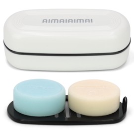 Shampoo Bar Holder Travel Case, Large Soap Holder for 5 oz/10 oz Oversized Bars, Durable & Versatile Storage Soap Container with Drainage Layer (1 Pack, White Style A-Large)