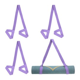 PATIKIL Yoga Mat Strap, 4 Pack Adjustable Yoga Mat Carrier Straps Sling Cotton Anti Slip Mat Holder Stretching Band for Exercise, Light Purple
