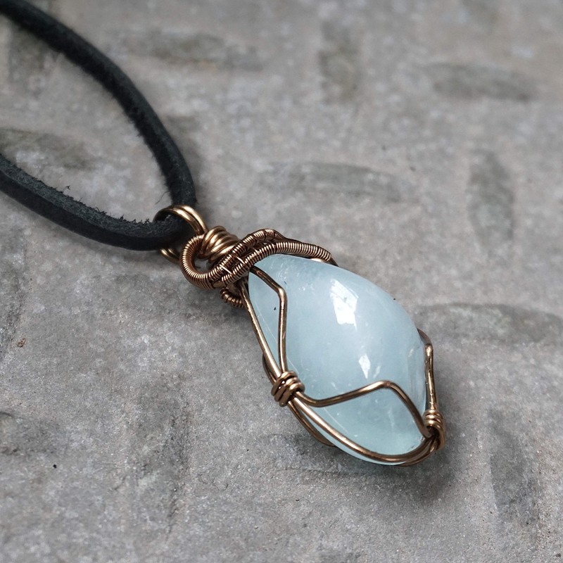 NEW Raw Aquamarine Necklace - Genuine Blue Crystal Pendant Necklace