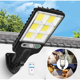 Solar Street Lights Outdoor, High Brightness Dusk to Dawn LED Lamp, with Remote Control, IP65 Waterproof for Parking Lot, Yard, Garden, Patio, Stadium, Plaza