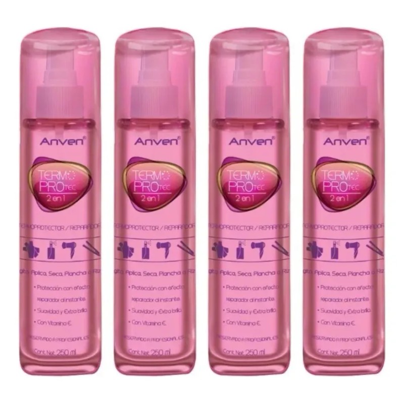 Kit 4 Anven Termoprotector Reparador 2 En 1 250 Ml