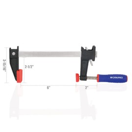 WORKPRO 6-Inch Steel Bar Clamps Set, 2-pack Quick-Release Clutch Style Bar Clamps with 2-1/2" Throat, Micro-Adjustment Handle and 600 lbs Load Limit, Steel F Clamp for Woodworking, Metalworking, DIY
