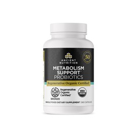 Ancient Nutrition Regenerative Organic Certified Probiotics for Metabolism Support, Healthy Digestion and Immune System Function Support, 50 Billion CFUs* Per Serving, 60 Count