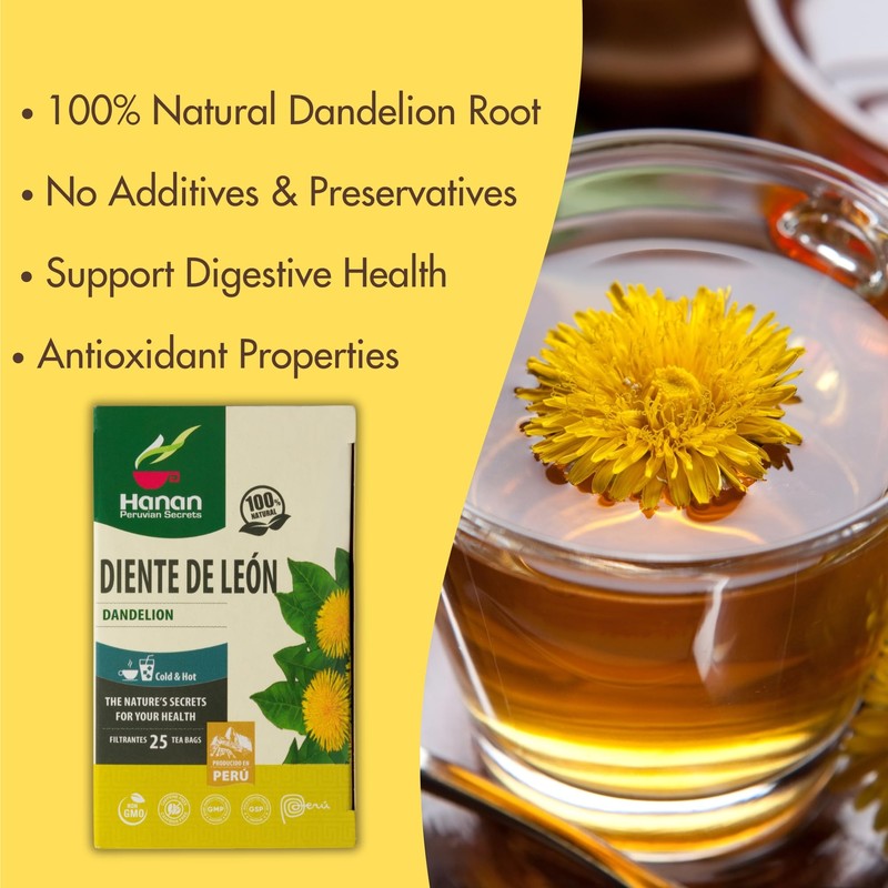 Hanan Dandelion Root Tea Bags 25 Count Detox Herbal Digestive