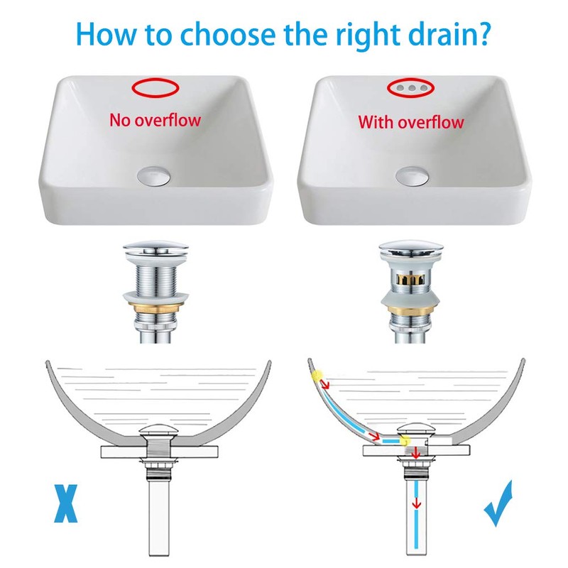 VOTON Bathroom Sink Drain Chrome Lavatory Pop-up Drain with Detachable
