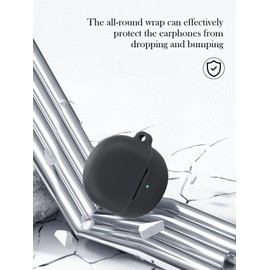 Silicone Case Compatible with SoundPEATS Air5 with Keychain,Cleaning Kit and Lanyard, Soft Protective Shockproof Cover Wireless Earbuds for SoundPEATS Air5-Black