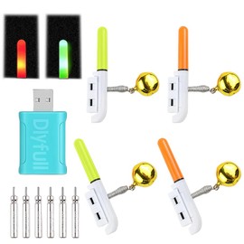 Abnaok 4pcs Nachtlicht Knicklicht Angeln,Angeln Alarm Glocke, Wasserdicht Licht Sticks mit Schnalle, Led Bissanzeiger Rutenspitze, Nachtangeln Biss Alarm für Angelrute