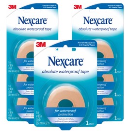 Nexcare Absolute Waterproof Tape 1 Inch x 5 Yards (Pack of 7 Rolls) – Latex-Free Breathable Medical Tape for First Aid, Flexible Foam Adhesive Bandage Tape for Wound Care, Sports & Active Use