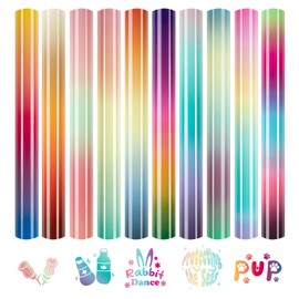 HTVRONT Gradient Heat Transfer Vinyl - 11 Sheets 12'' x 10'' Iron On Vinyl for T-Shirts, Crafts - Multi-Color Ombre HTV Vinyl Easy Cut & Weed