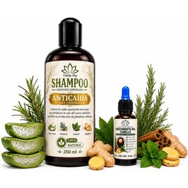 Dúo Anti-caída De Cabello Orgánico Ozonizado Con Aloe Vera y Romero Ayuda a Reducir la Caída del Cabello y Estimula el Crecimiento Capilar (Shampoo y Aceite Capilar)