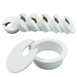 Hordion 6Pcs Desk Grommet 1-3/8 inch/ 35mm Cable Grommets Hole Cover, Wire Cord Organizer Plastic Grommets for Computer Desk Cabinet Furniture, White