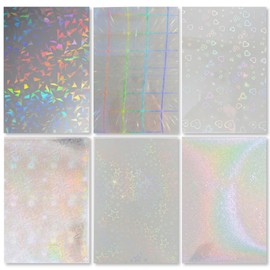 RUNORE Hologram Sheet Stickers, Approx. A6 (4.5 x 6.5 inches (115 x 165 mm), Set of 36, Transparent, 6 Types, Trekkers, Decorations, Sparkling, DIY Cutable