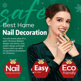 12 Grids Christmas Nail Art Charms 3D Winter Christmas Nail Charm Santa Claus Snowmen Bell Elk Cute Winter Charms Resin Designs Xmas Nail Charm Nail Art Supplies for Women DIY Nail Decoration