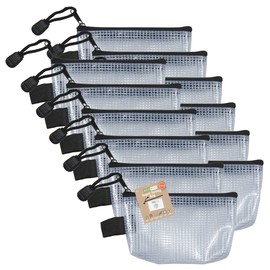 eco-eco Micro 95% Recycled Super Strong Bag, Waterproof Mesh Tuff Bag, Reinforced Black Zip Closure, 13x8cm, Pack of 12, eco122x12