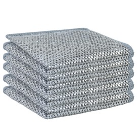 Udewo 5 Pcs Multipurpose Non Scratch Scrubbing Wire Dishwashing Rags Wet or Dry Reusable Wire Dish Towels Wire Cleaning Cloths Multifunctional Wire Dish Cloth Lint Free Duster Cloth for Kitchen
