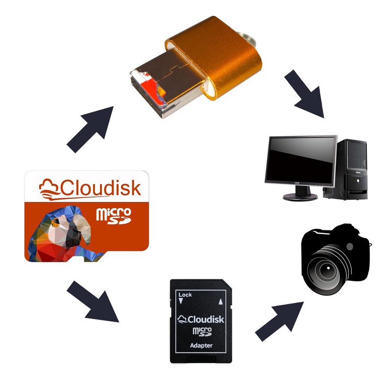 Cloudisk Pack of 5 Parrot-Prime Micro SD Card 1GB Flash