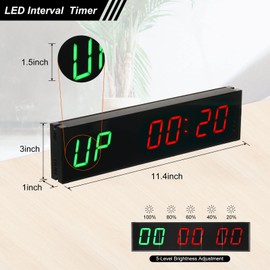 PATIKIL LED Gym Timer Workout Timer Interval Timer Count Down/Up Clock Wall Clock with Remote 11" Large Digital Display Timer for Home Garage Fitness
